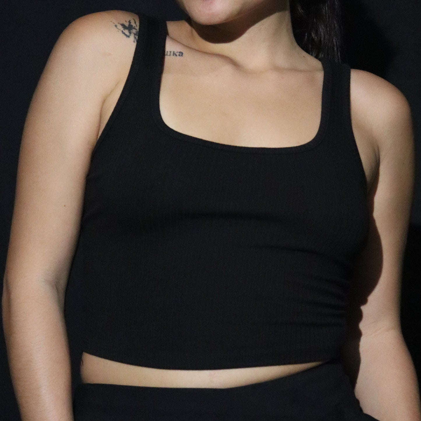 Crop-Top bretelles Noir