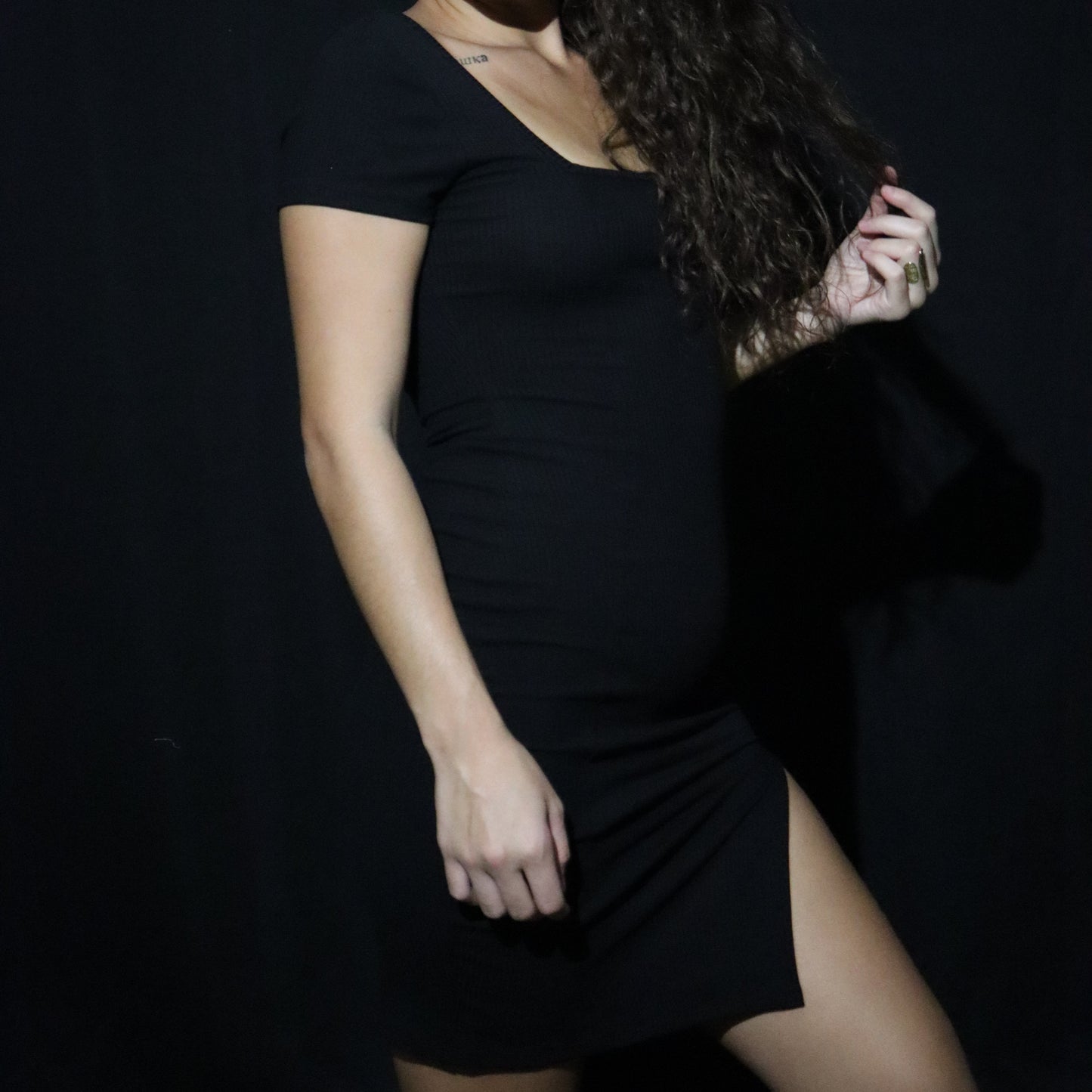 Robe col carré - Noir