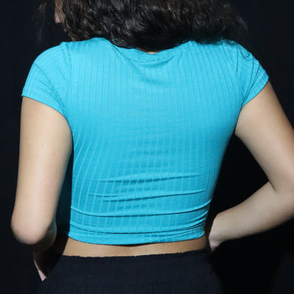 Crop-Top Turquoise (col haut)