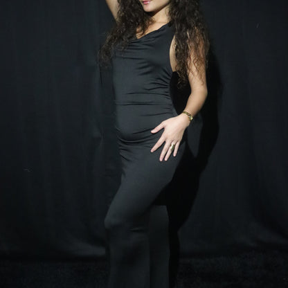 Longue robe dos croisé - Noir